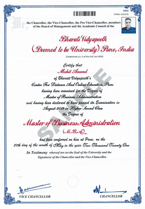 Bharati Vidyapeeth Degree Certificate